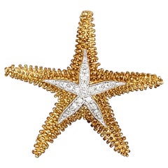 Denny Wong Diamond Starfish Pendant in 14 Karat Two-Tone Gold