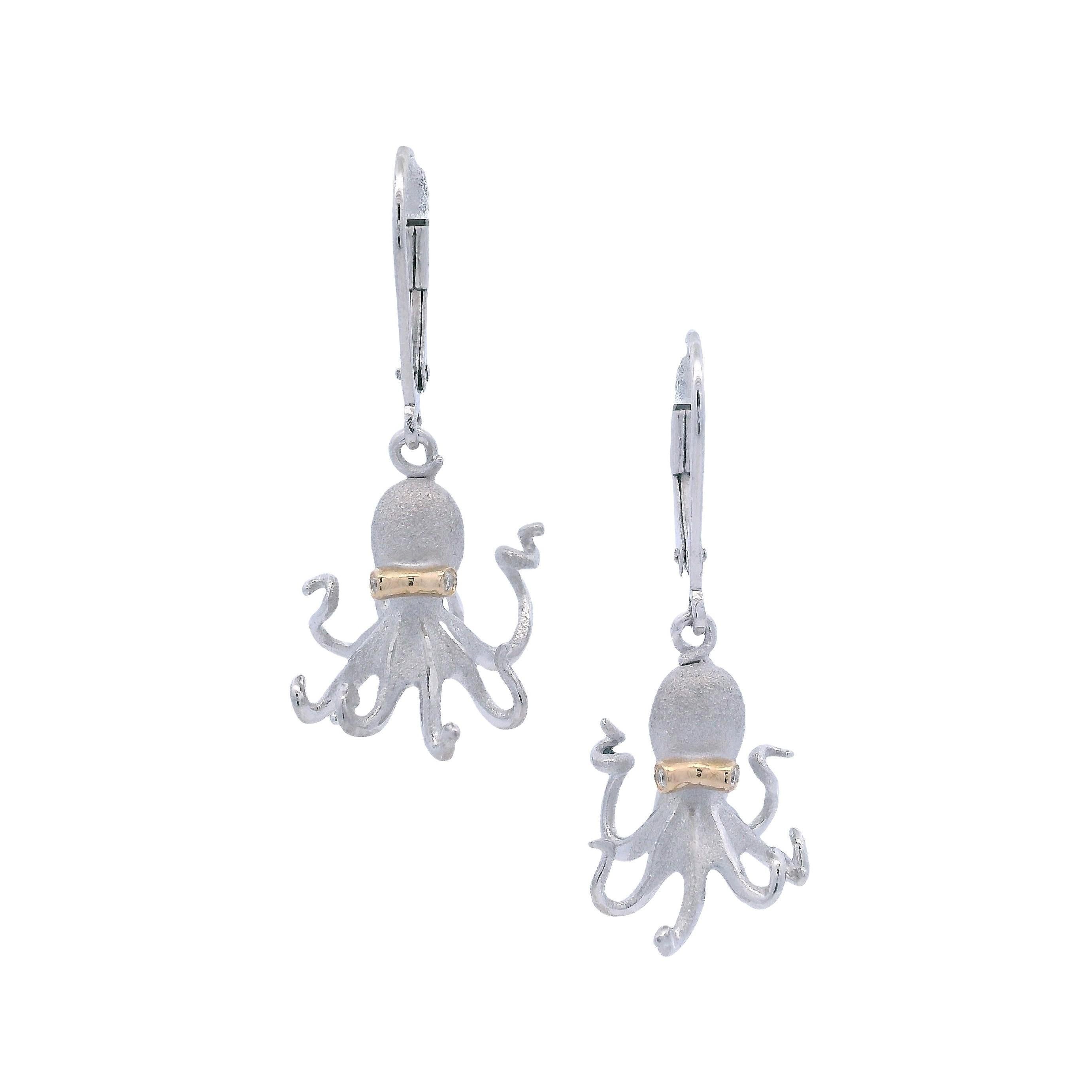Denny Wong Precious Silver 
18kt yellow Gold Octopus Earrings