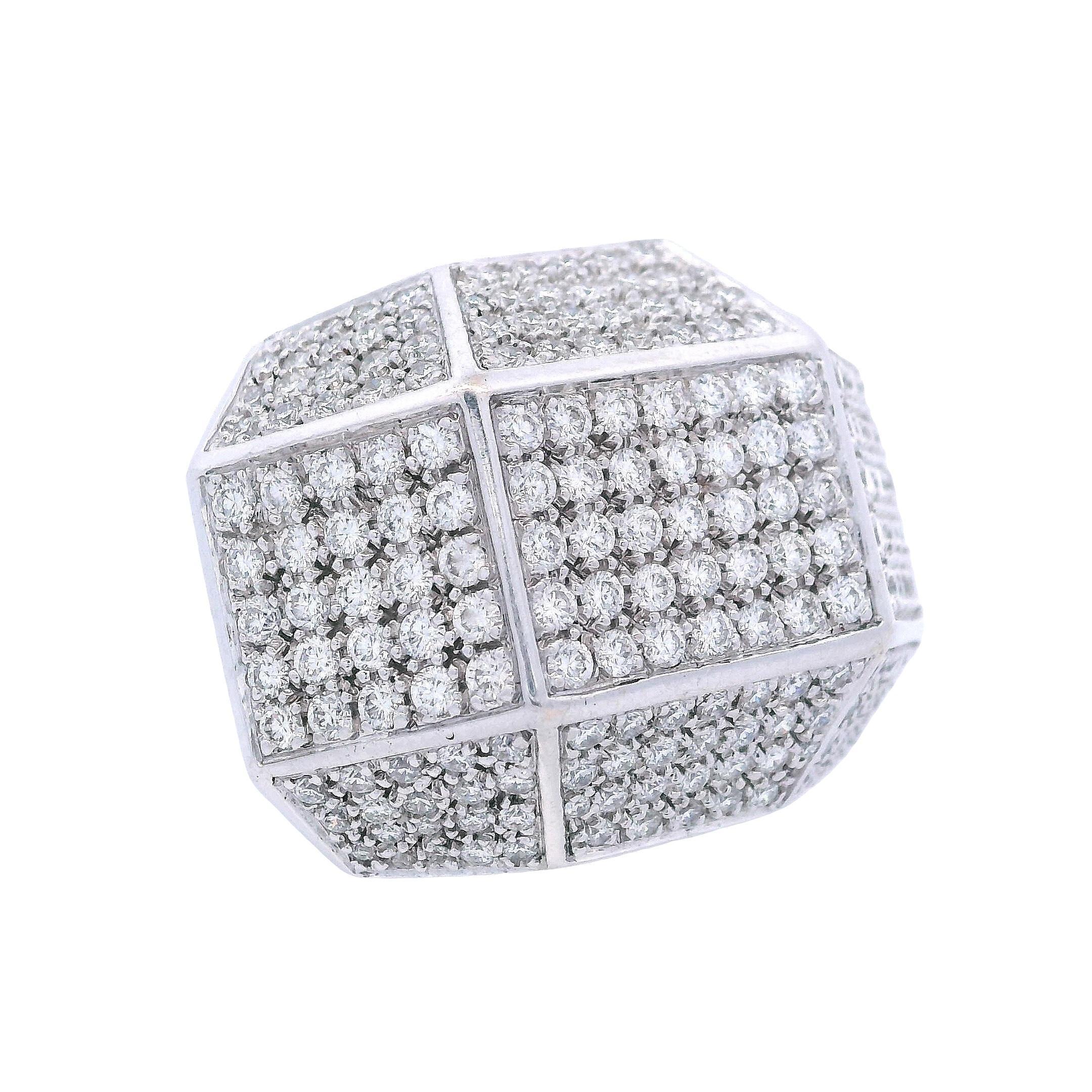 Taille brillant DENOIR Bague géométrique en or blanc 18kt avec 3.00 cts en diamants en vente
