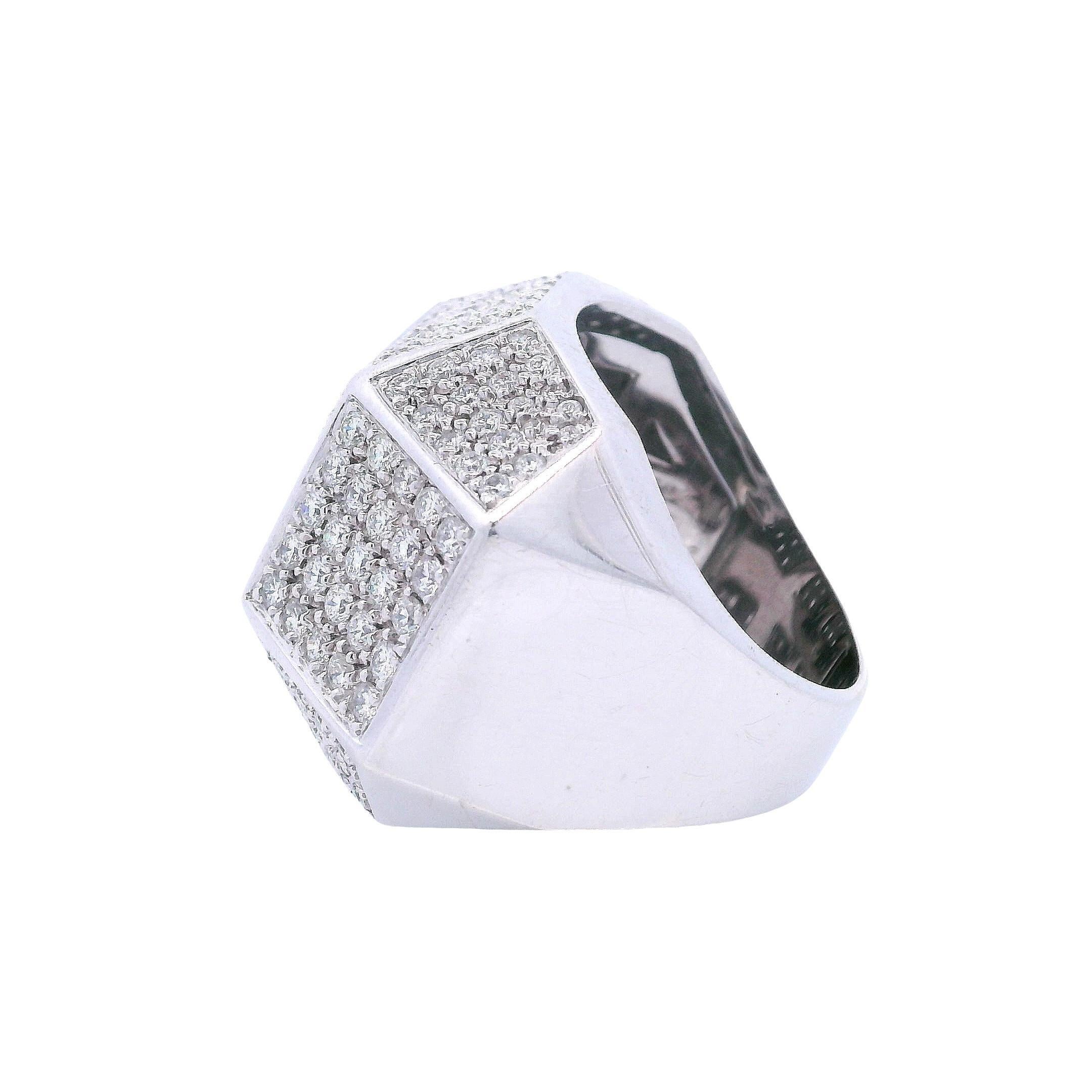 DENOIR Bague géométrique en or blanc 18kt avec 3.00 cts en diamants Unisexe en vente