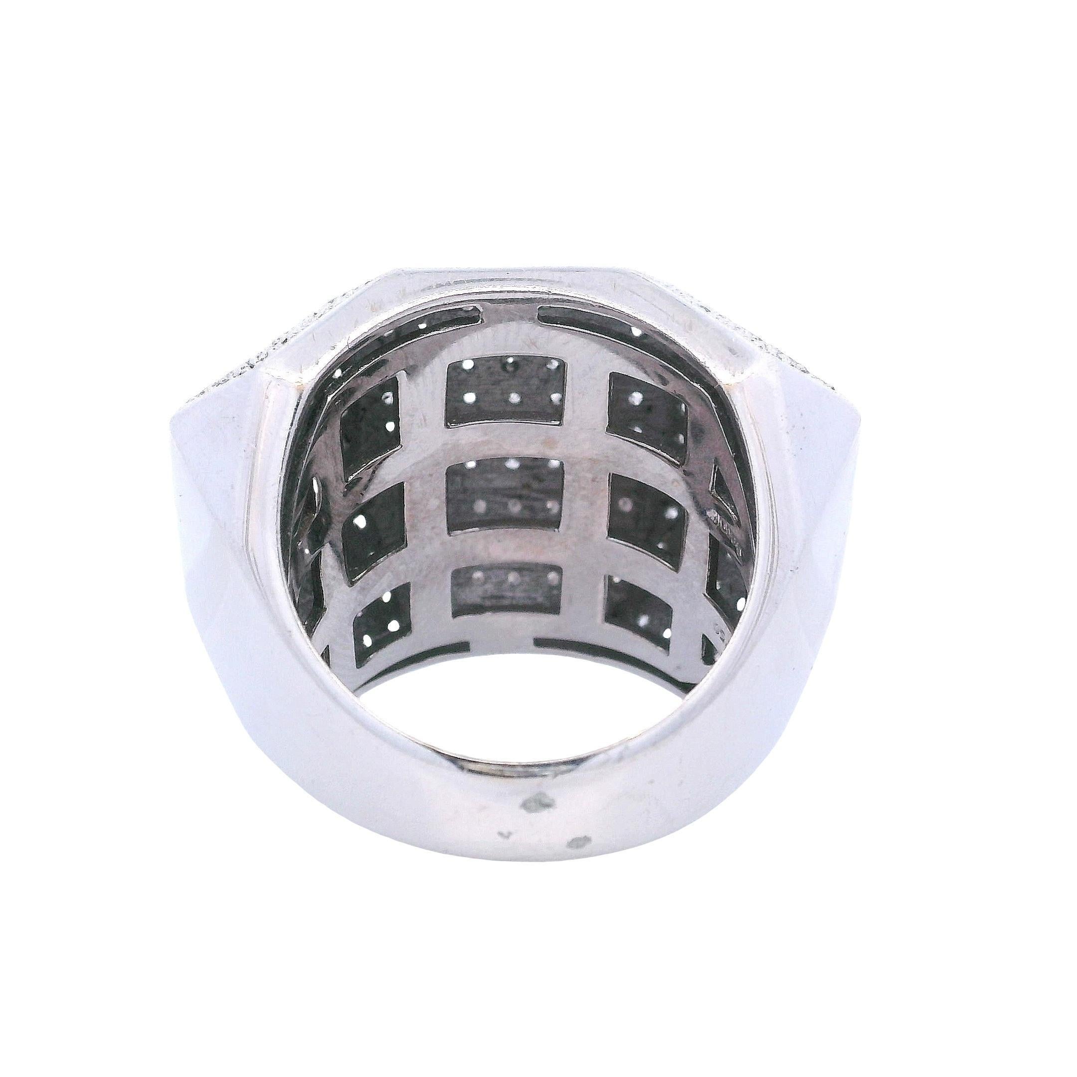 DENOIR Bague géométrique en or blanc 18kt avec 3.00 cts en diamants en vente 2