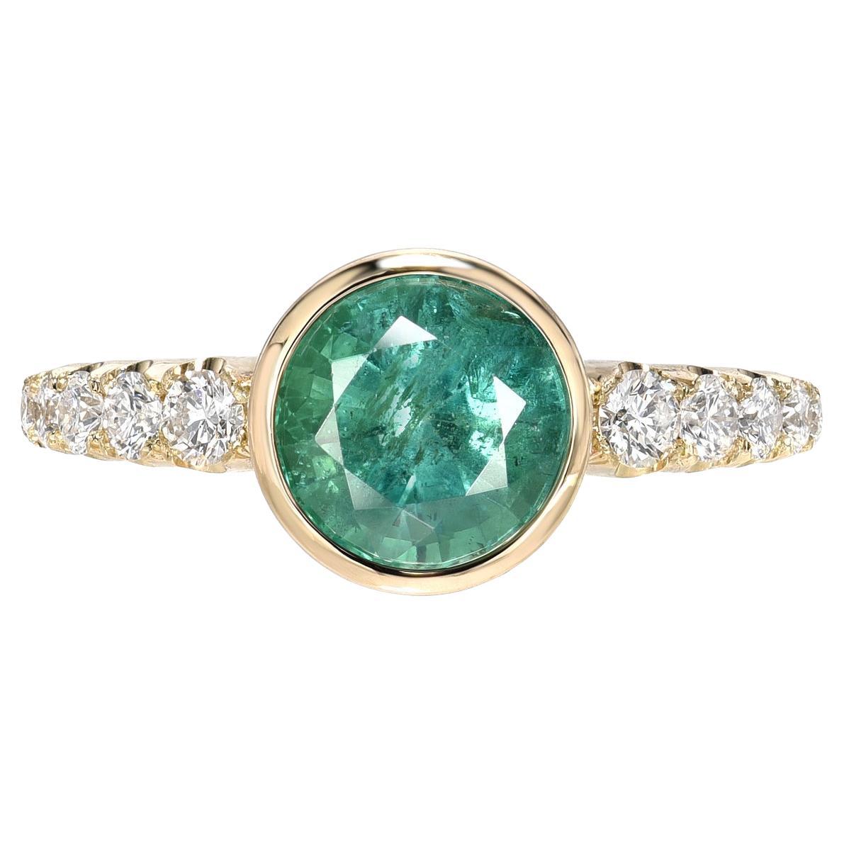Denouement Emerald and Diamond Ring in 14k Yellow Gold by NIXIN Jewelry For Sale