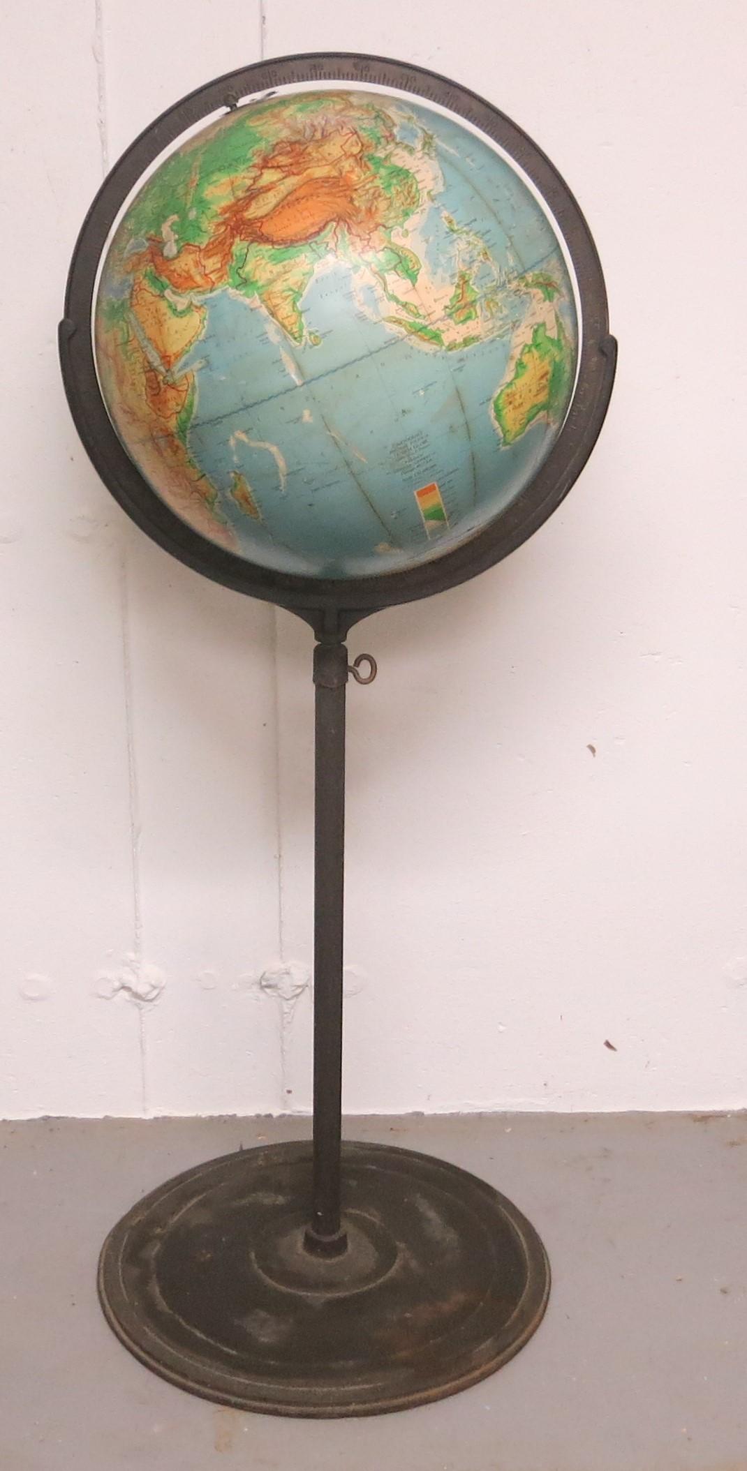 Denoyer-Geppert midcentury floor globe. Physical political globe 16