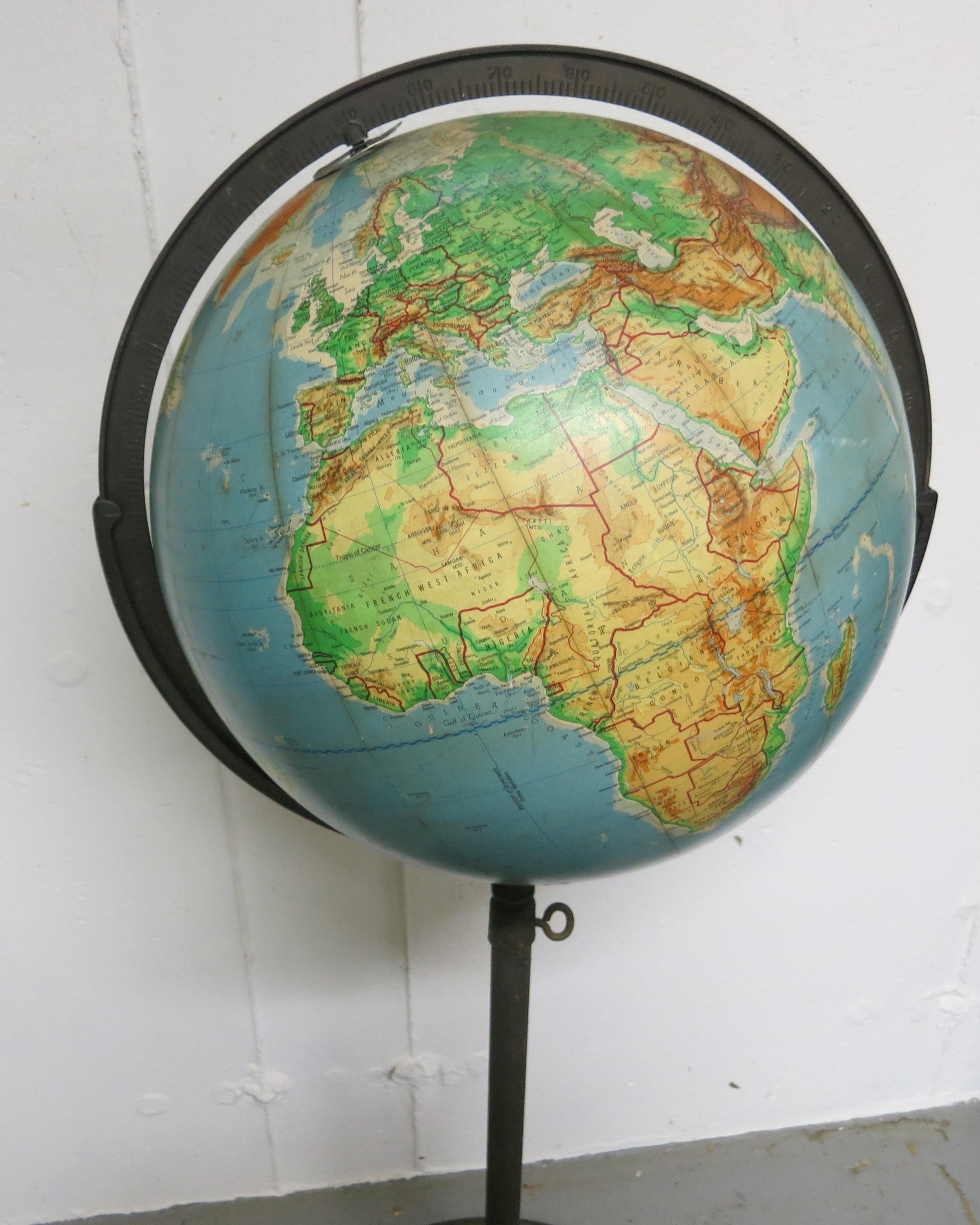 Mid-20th Century Denoyer-Geppert Floor Globe Midcentury For Sale