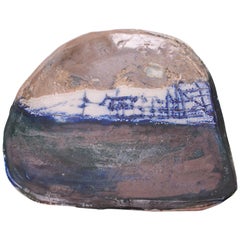 Vintage Dense Asymmetrical Stoneware Charger Signed Pollack, 1976