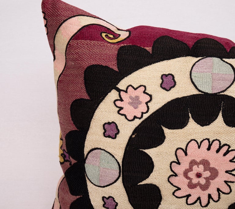 20th Century Densely Embroidered Uzbek Tashkent Suzani Pillowcase, 1930s For Sale