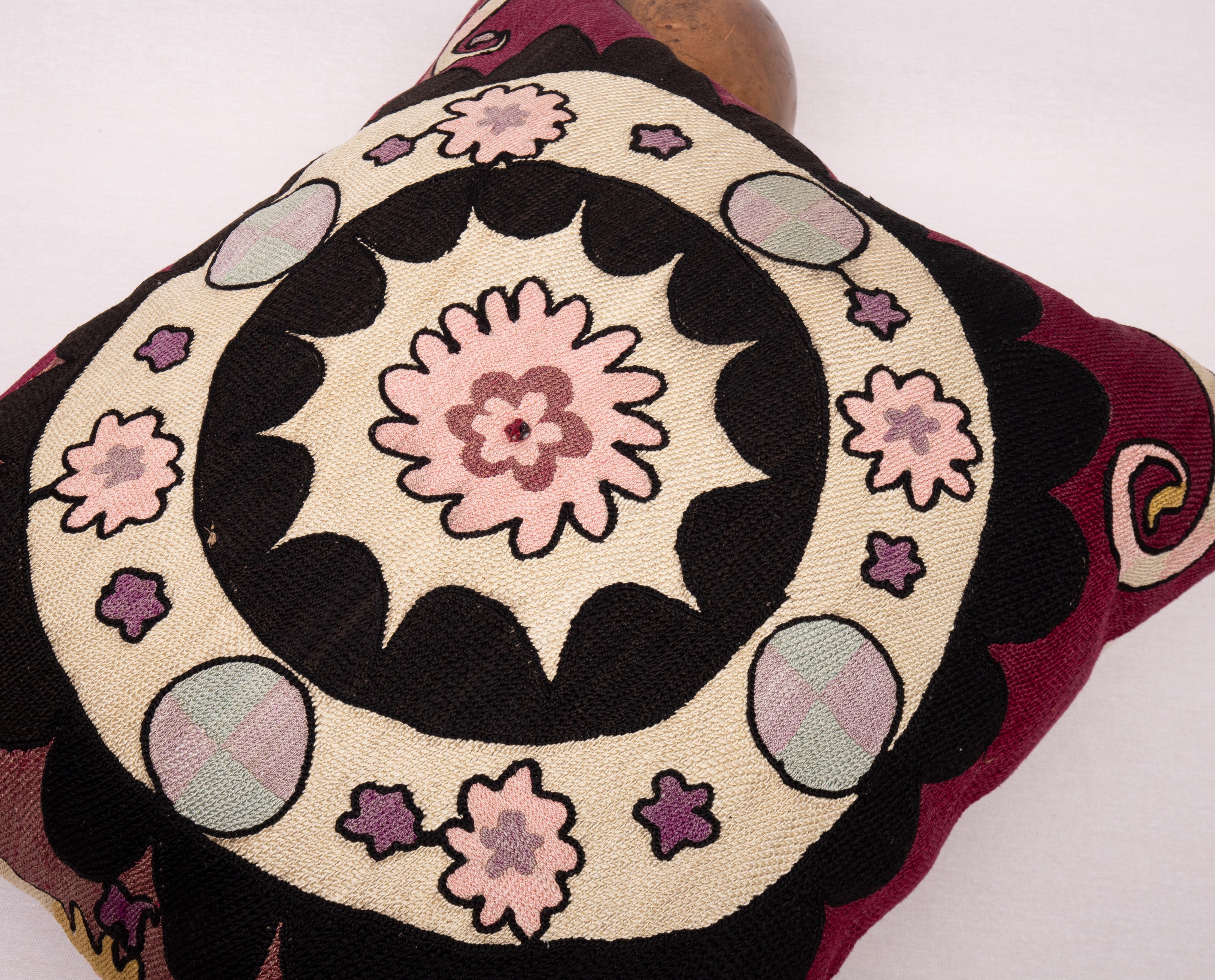 Densely Embroidered Uzbek Tashkent Suzani Pillowcase, 1930s For Sale 2