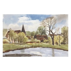 Densham Hill Pool, originales britisches Aquarellgemälde