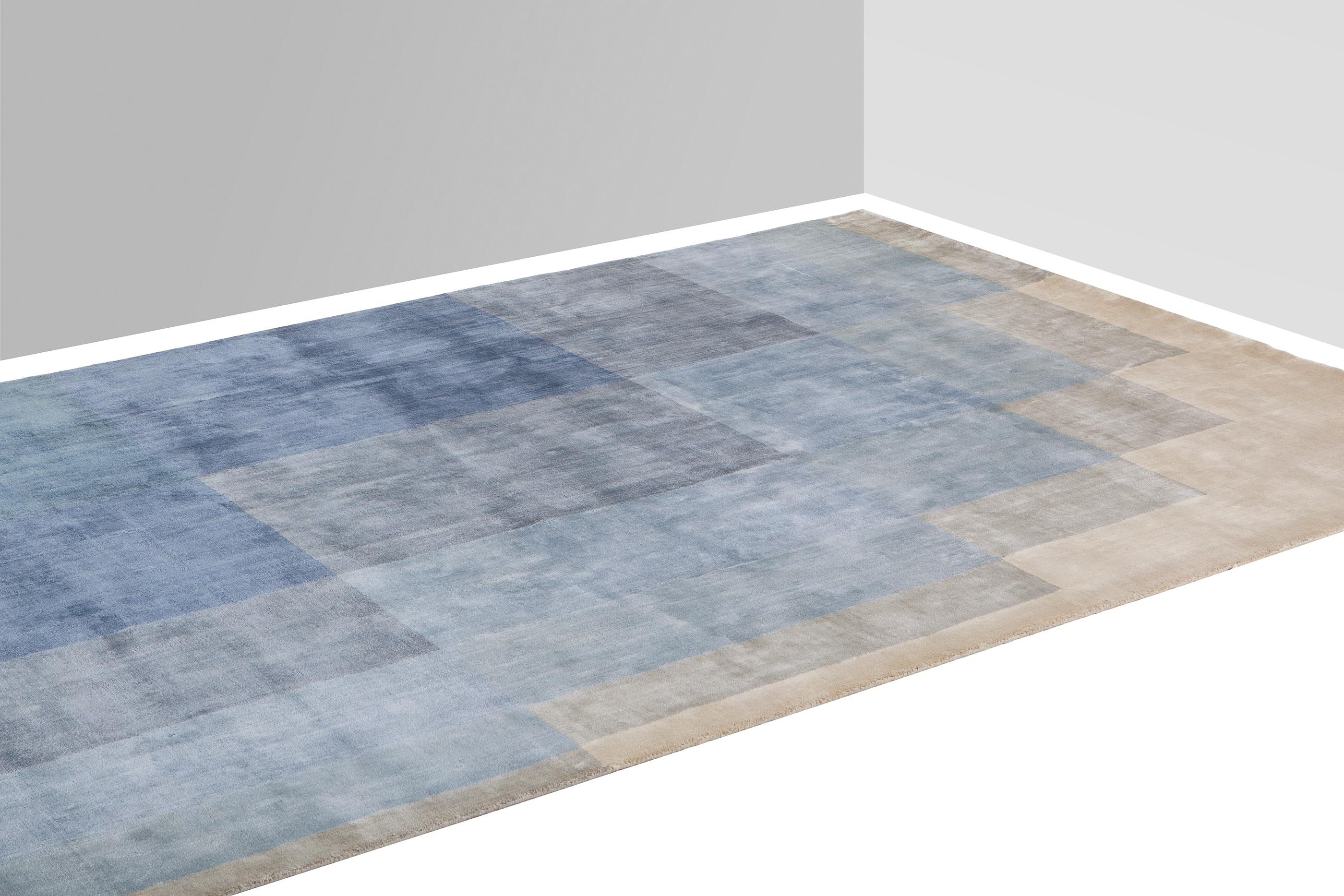 Indian Density Carpet, Handloom Knotted, Viscose, Cedric Ragot For Sale