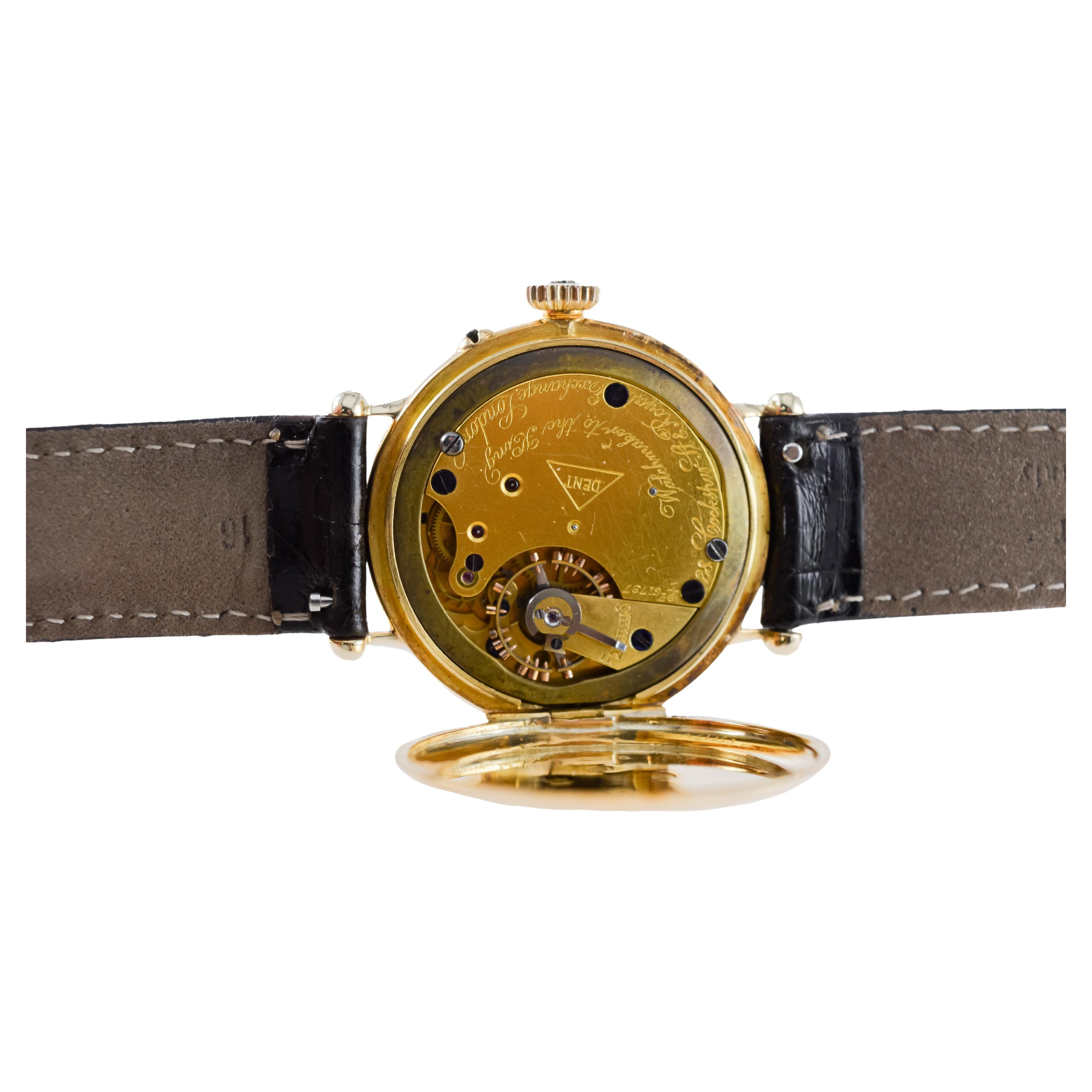 Dent London 18kt. Gold Wrist Watch Made by Legendary Chronometer Maker from 1926 For Sale 9