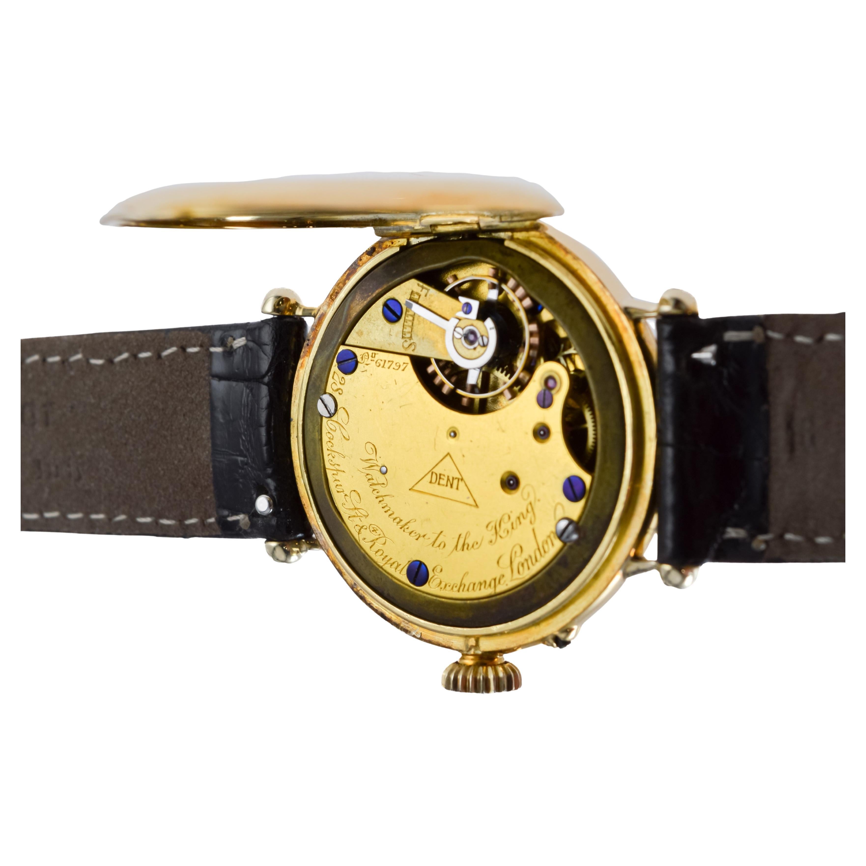 Dent London 18kt. Gold Wrist Watch Made by Legendary Chronometer Maker from 1926 For Sale 10