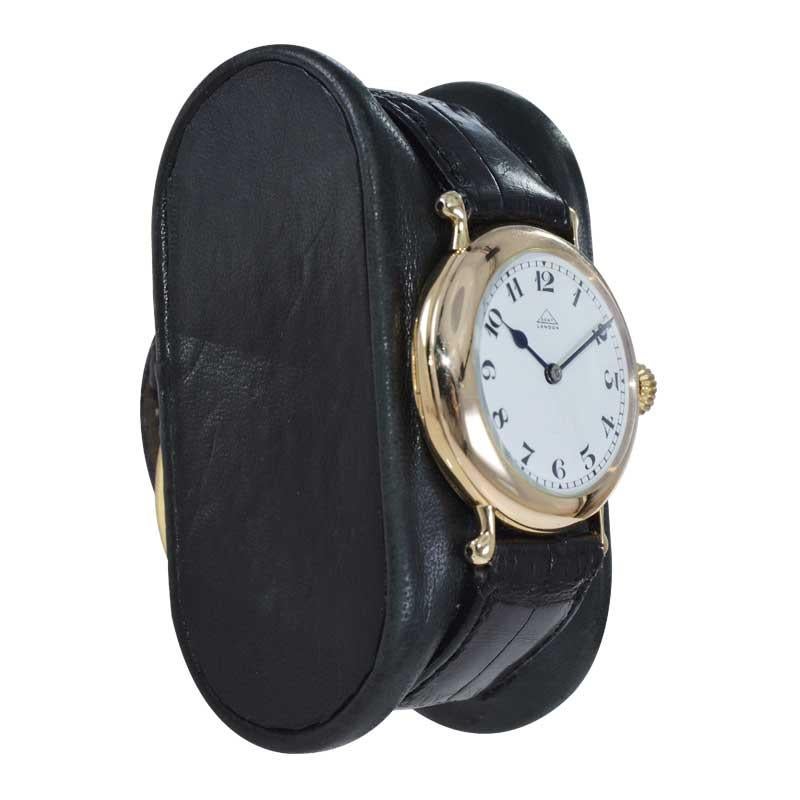 Art Deco Dent London 18kt. Gold Wrist Watch Made by Legendary Chronometer Maker from 1926 For Sale