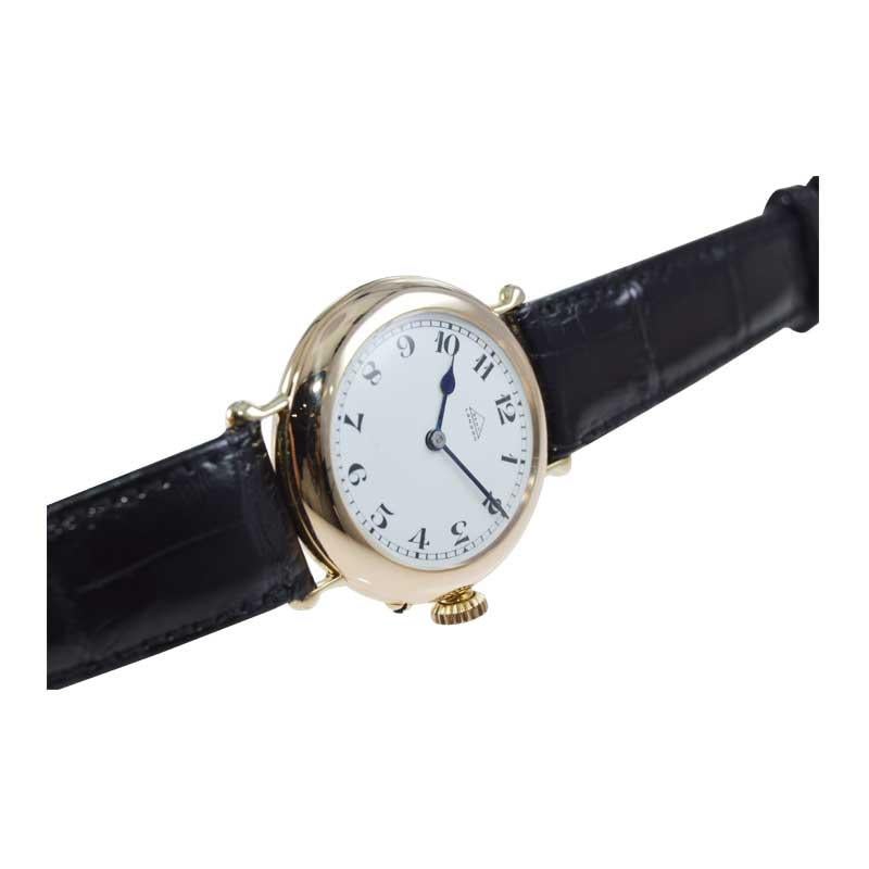 Art Deco Dent London 18kt. Gold Wrist Watch Made by Legendary Chronometer Maker from 1926 For Sale