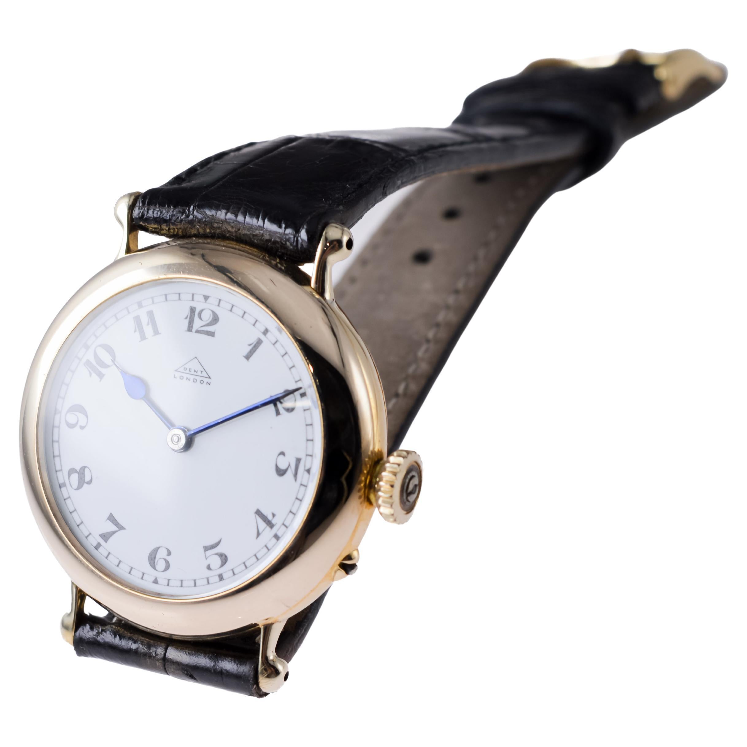 Dent London 18kt. Gold Wrist Watch Made by Legendary Chronometer Maker from 1926 For Sale 1