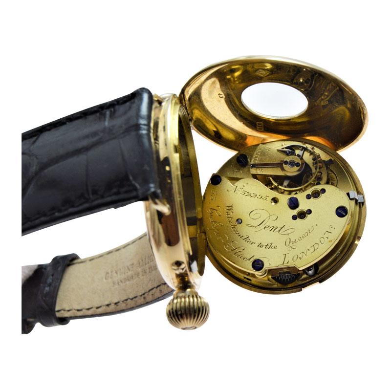 Dent Maker to the Queen English 18 Karat Gold frühe Armbanduhr um 1870-1880er Jahre im Angebot 5