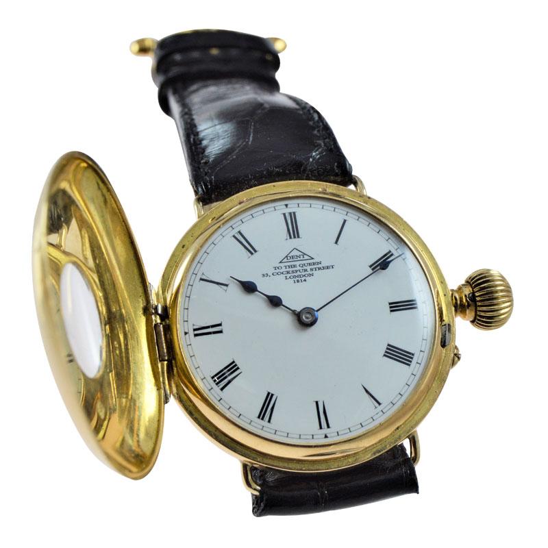 Dent Maker to the Queen English 18 Karat Gold frühe Armbanduhr um 1870-1880er Jahre im Zustand „Hervorragend“ im Angebot in Long Beach, CA
