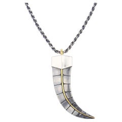 Dent Pendant in 18K Yellow Gold and Distressed Silver by Elie Top