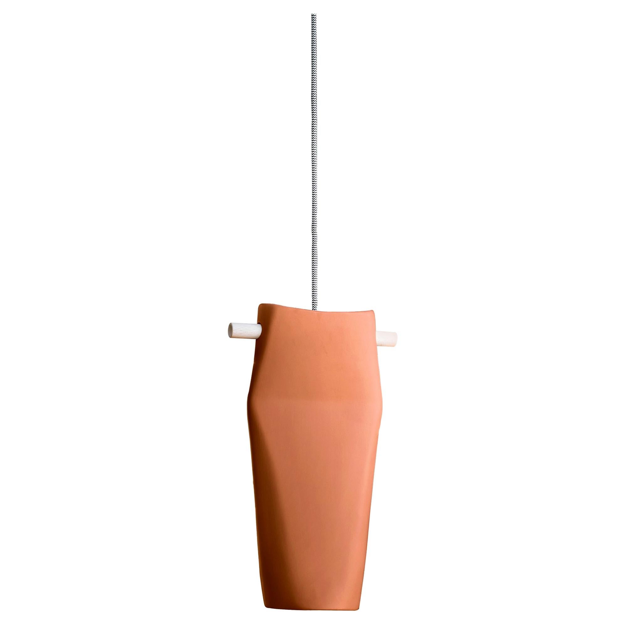 Dent Small Coral Ceramic Lamp with Solid Beech Insert by Skrivo For Sale