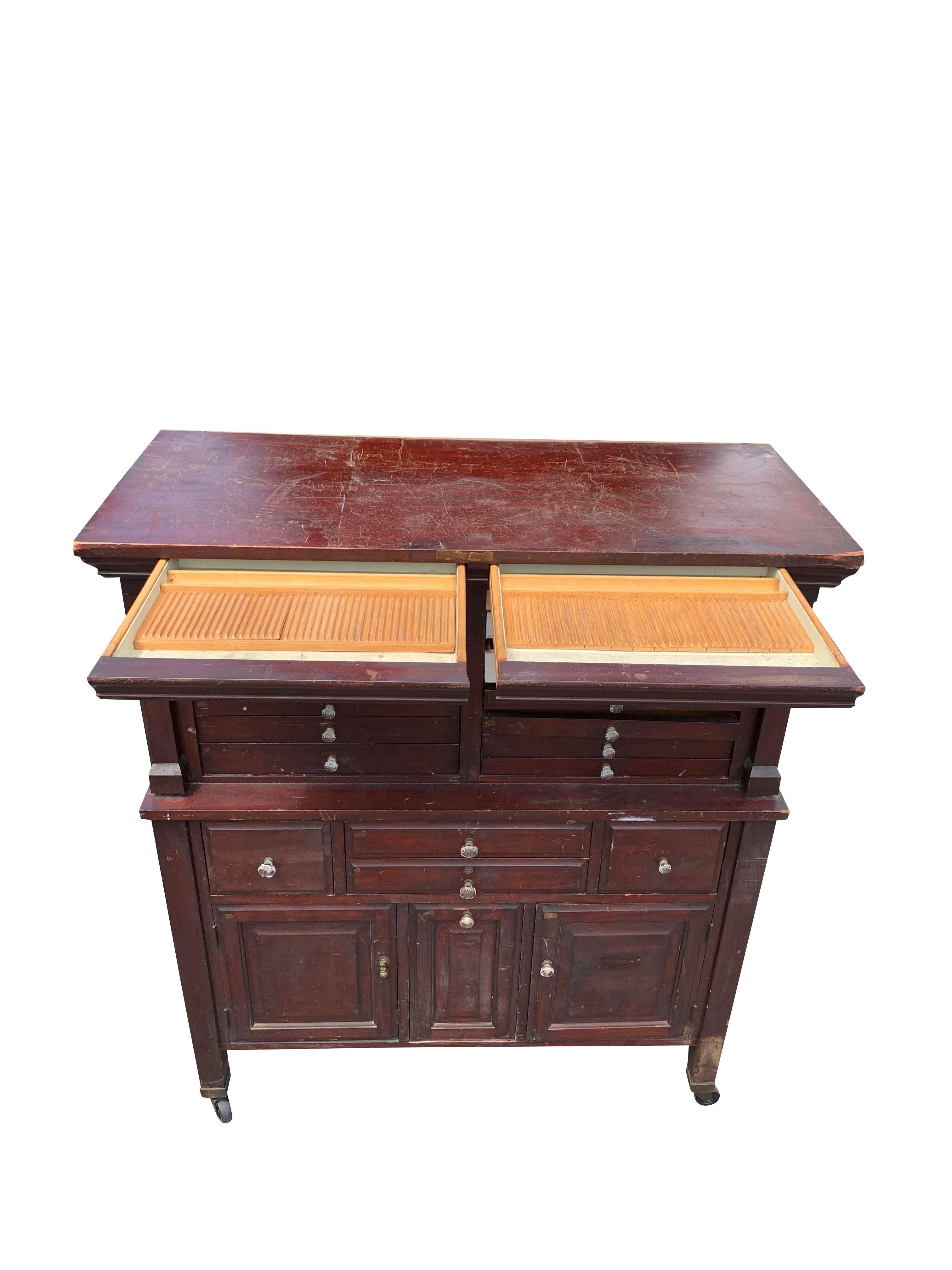Dental- Zahnarzt-Schrank mit Schubladen und Fächern, Apotheker-Flat File-Stil (amerikanisch)