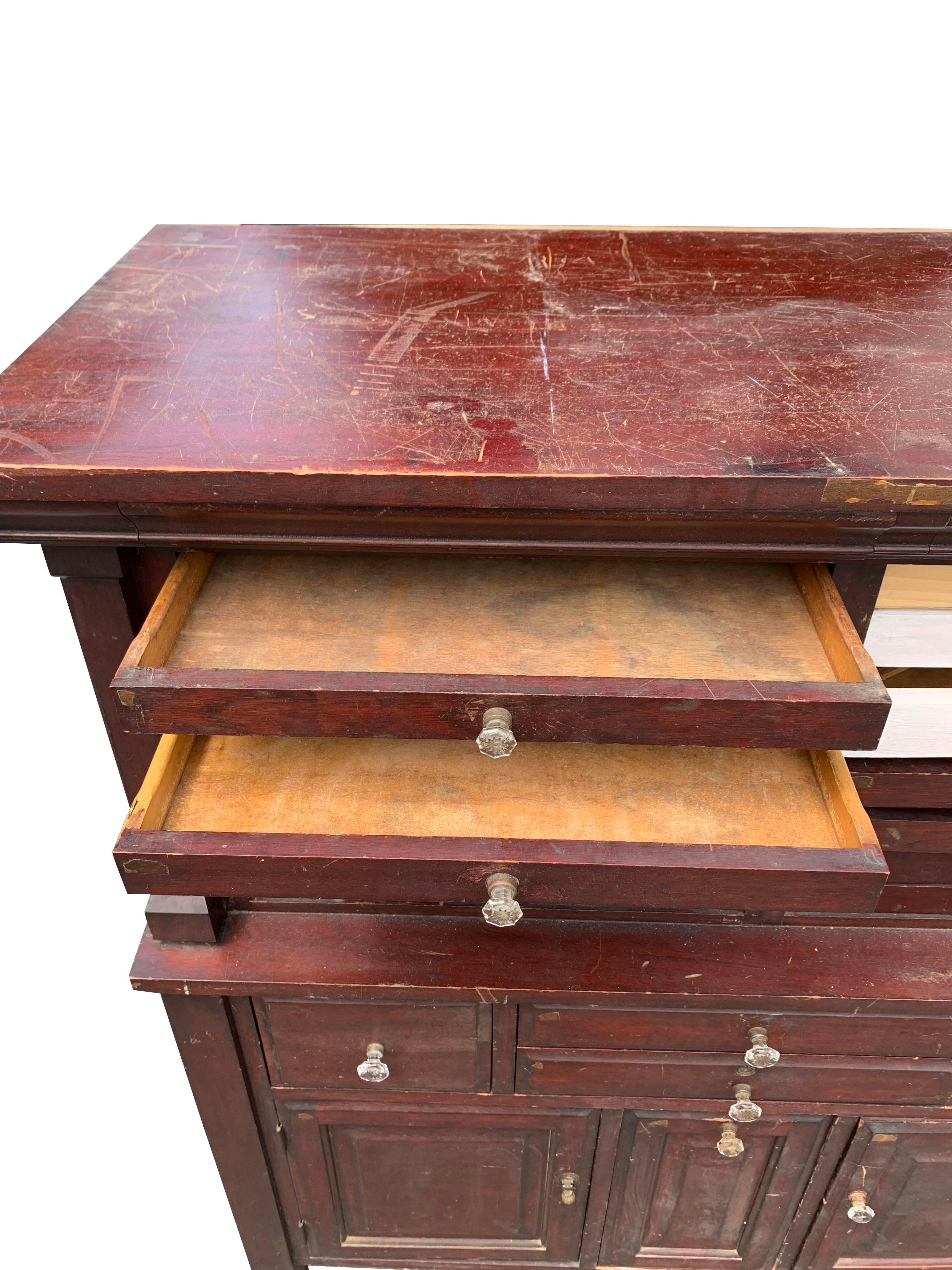 Dental- Zahnarzt-Schrank mit Schubladen und Fächern, Apotheker-Flat File-Stil im Zustand „Gut“ in Saddle River, NJ