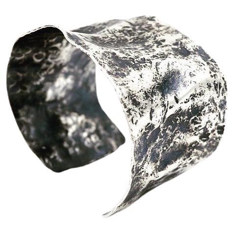 Dented Sterling silver cuff For Sale
