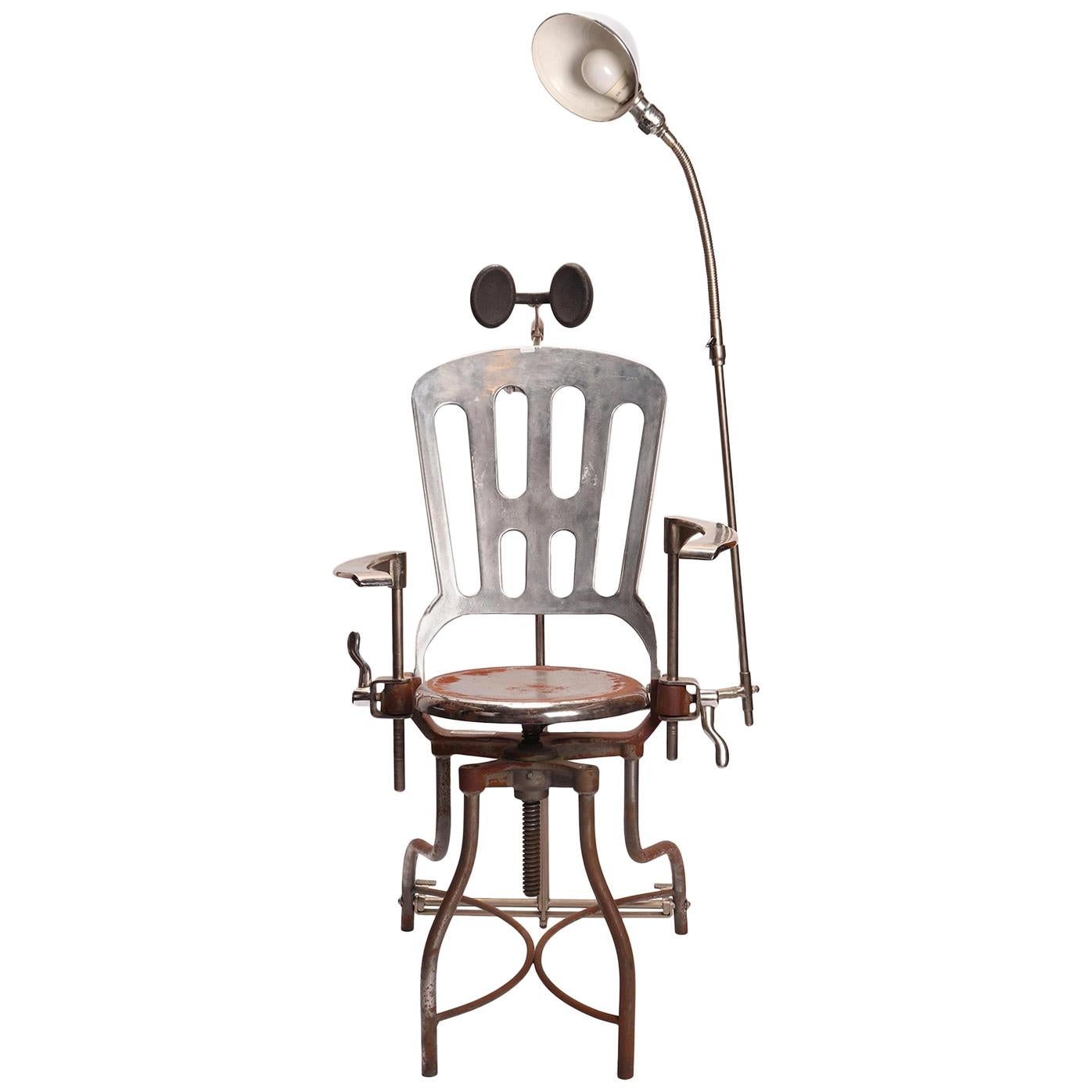 Dentist Armchair with Lamp, USA, 1920 For Sale