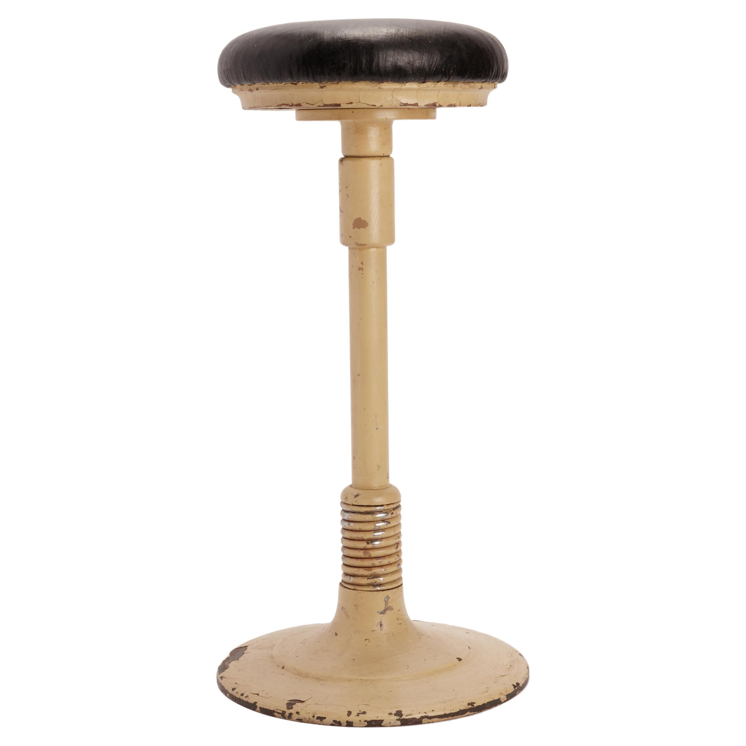 Dentist Stool with a Big Metal Spring, Weight Motion, France, 1900 For Sale
