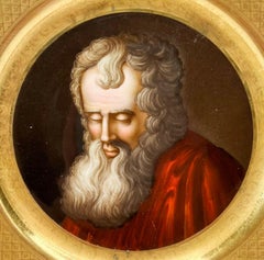 Denuelle France Hand Painted Porcelain Portrait of Plato Cabinet Plate, c 1820