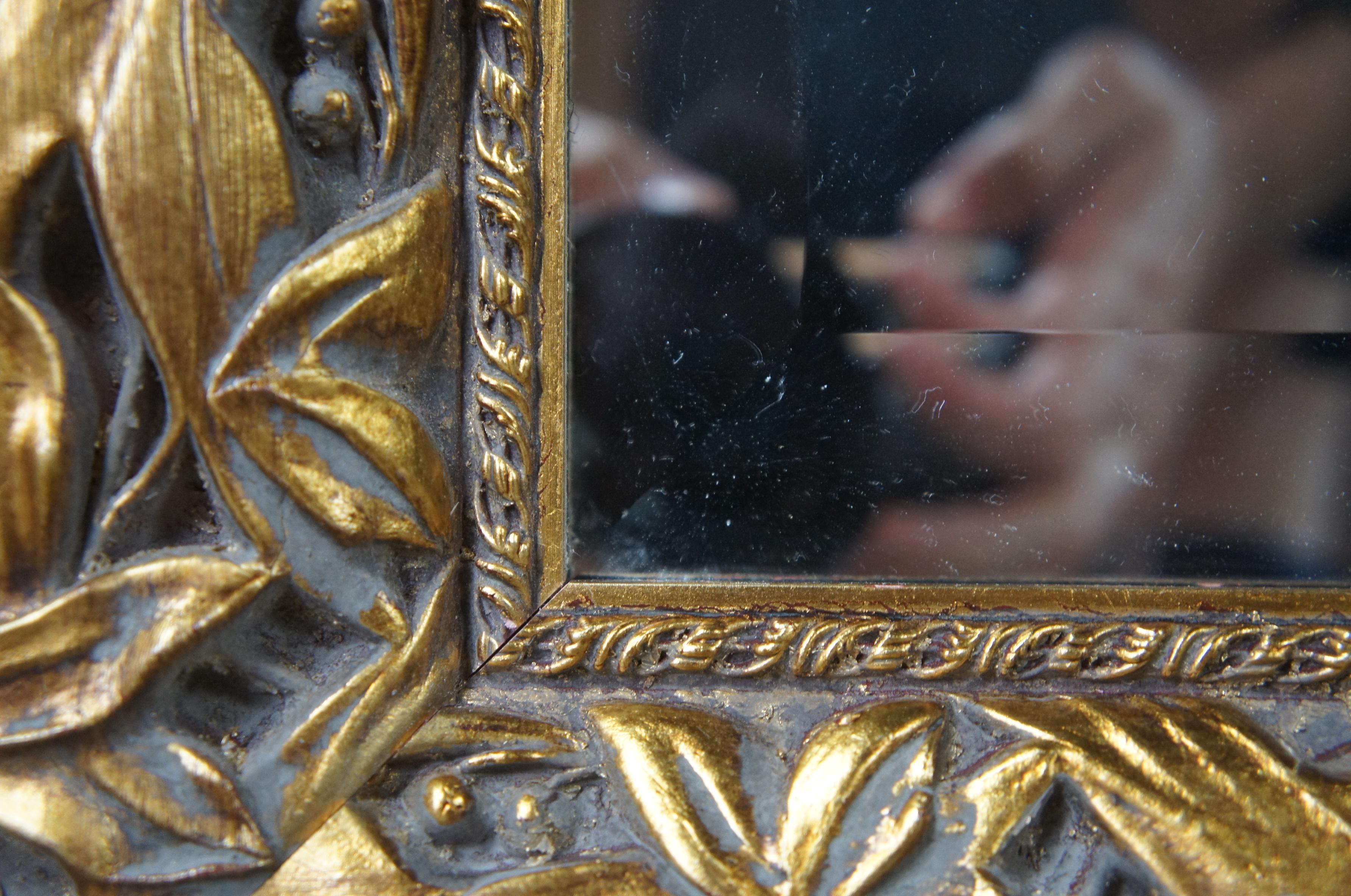 DeNunzio Gold Gilt French Foliate & Berry Beveled Rectangular Floor Wall Mirror In Good Condition In Dayton, OH