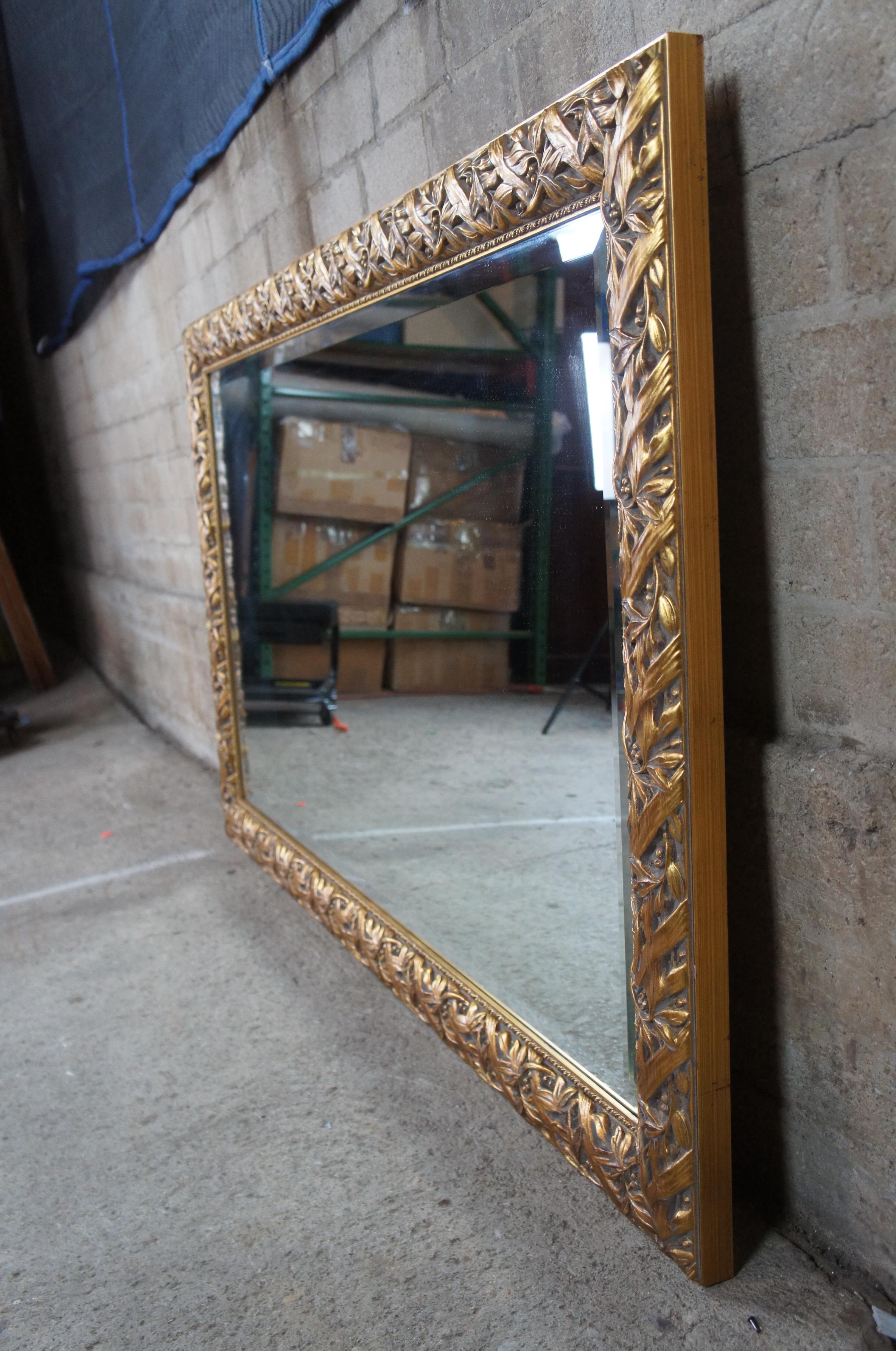 DeNunzio Gold Gilt French Foliate & Berry Beveled Rectangular Floor Wall Mirror 2