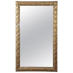 DeNunzio Gold Gilt French Foliate & Berry Beveled Rectangular Floor Wall Mirror