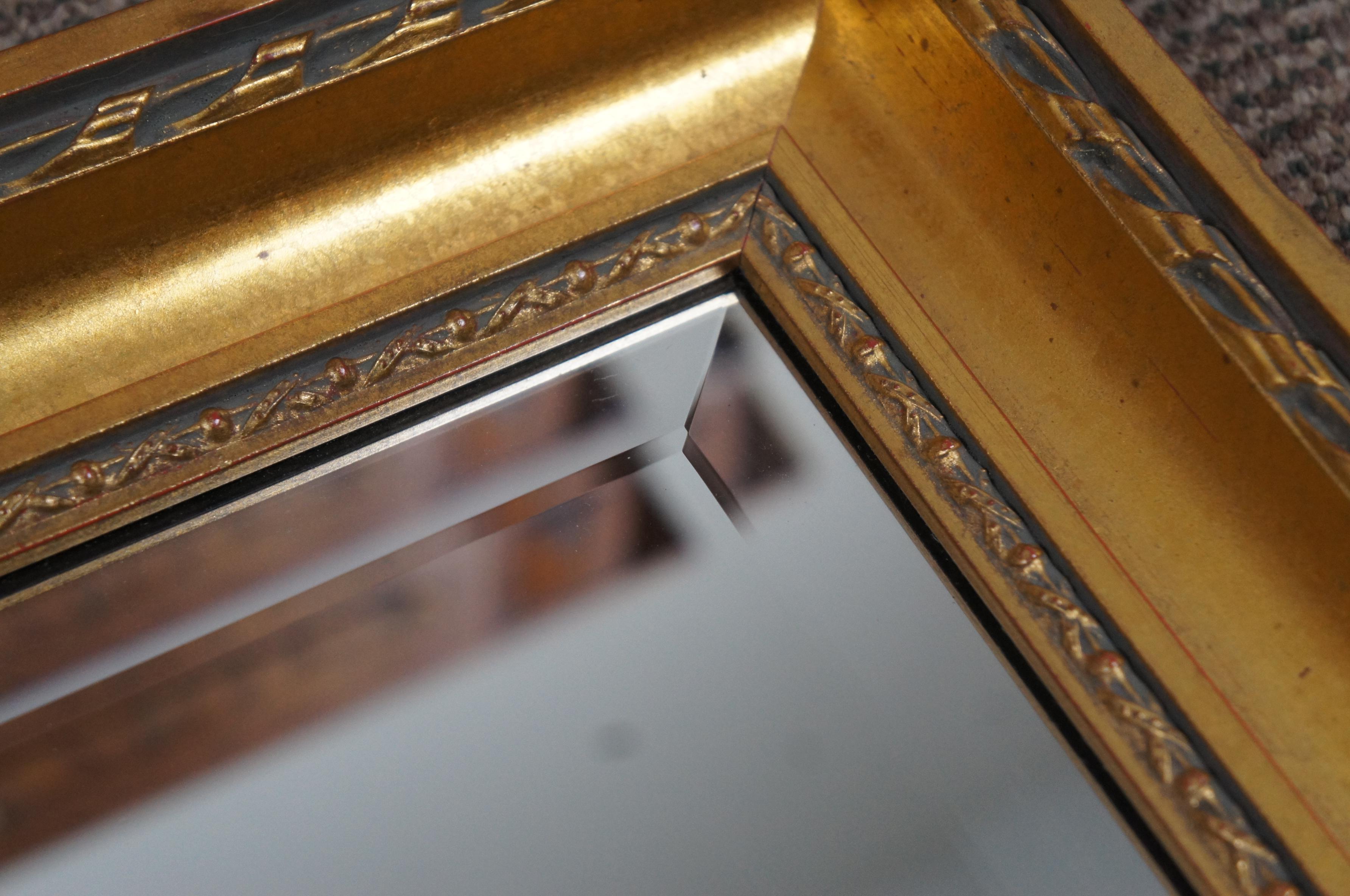 DeNunzio Hollywood Regency Gilt Wood Rectangular Wall Mirror Over Mantel French 1