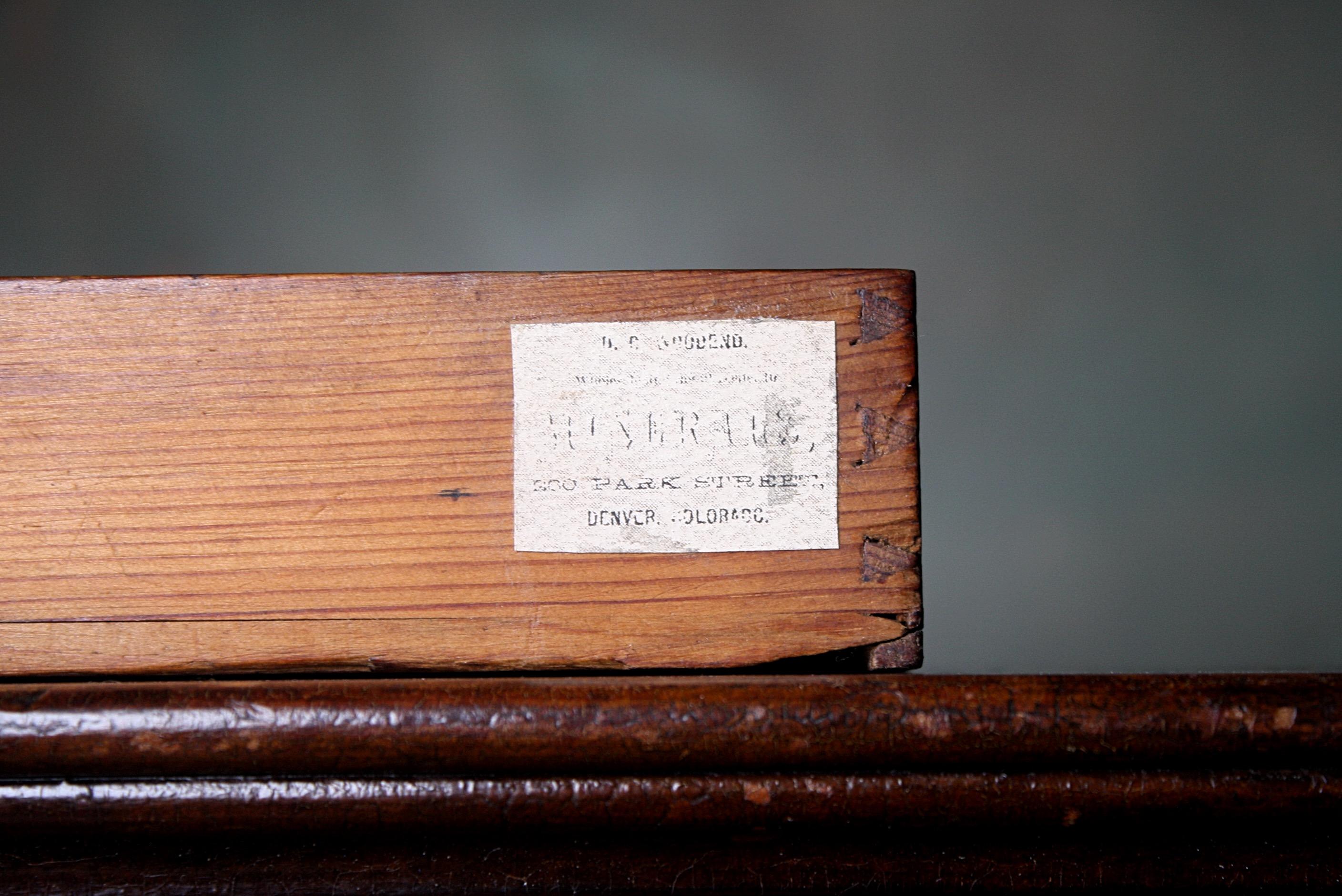 Denver Colorado D C Woodend, 1885 Table Top Geology Mineral Specimen Chest 5