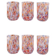 Used Denver, Set of 6 Murano glasses color "Millefiori" handmade, Murano glass 