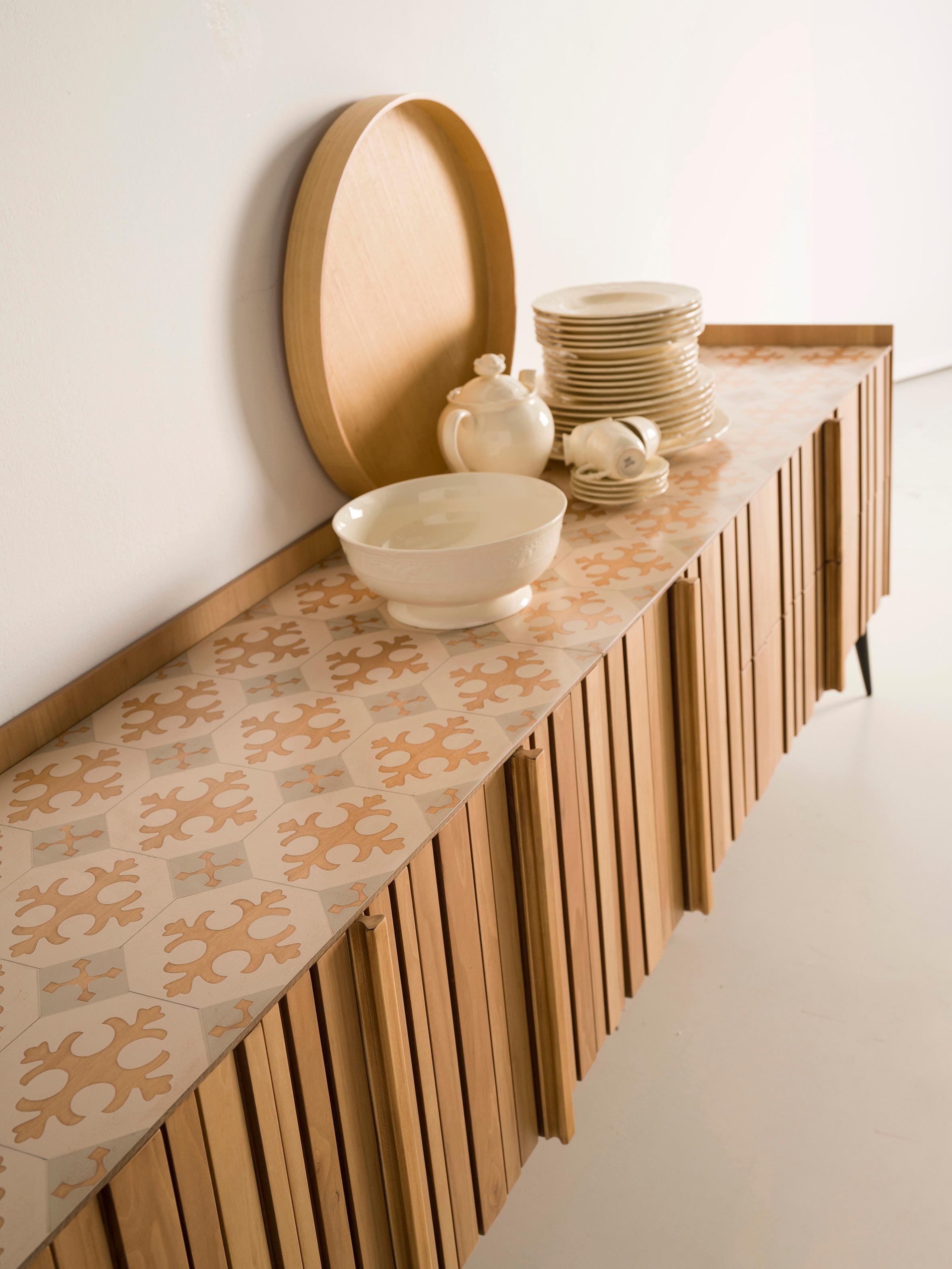Spanish Denver Walnut and Iron Sideboard, Four Doors and Two Drawers, by Lola Glamour For Sale