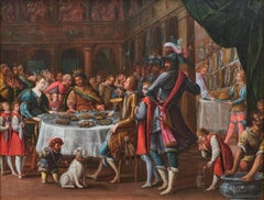 Fiesta de Ester, óleo sobre tabla, principios del siglo XVII Escuela italiana, Renacimiento