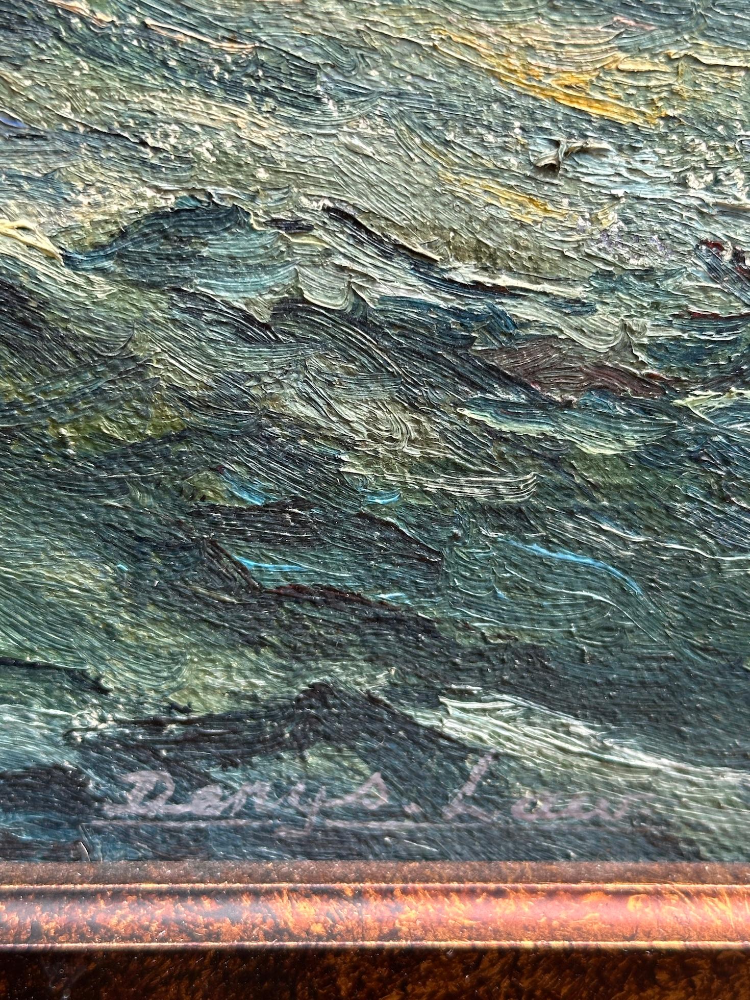 Mid Century Cornish Impressionist Fishing boats off the Cornish Coast For Sale 2