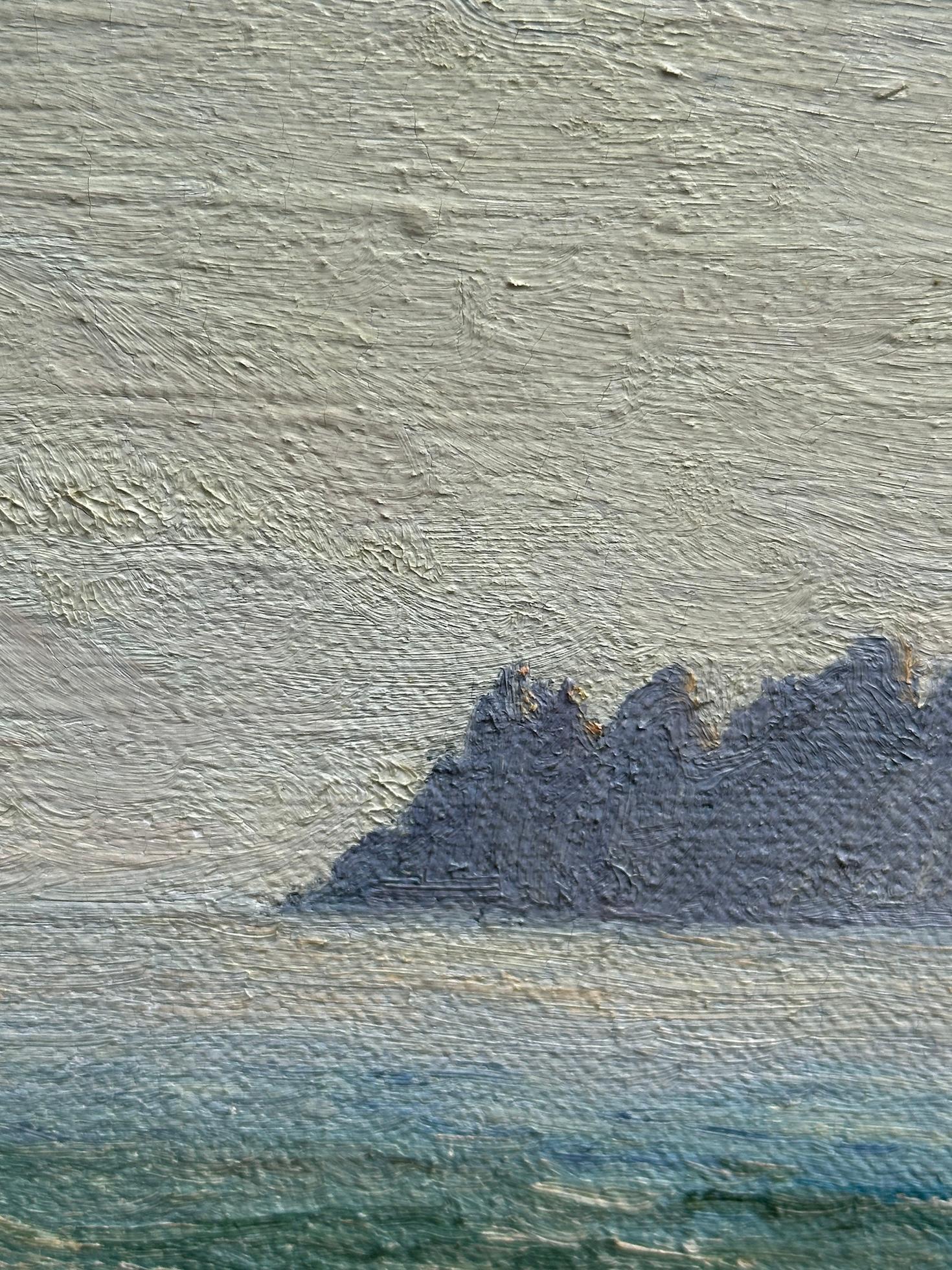 Mid Century Cornish Impressionist Fishing boats off the Cornish Coast For Sale 4