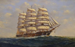 On the High Seas, British, Ship, Seascape, Marine Painting