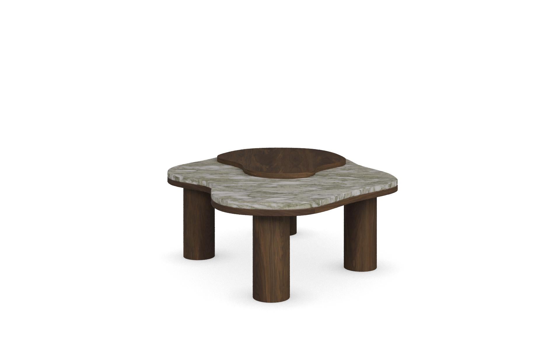 Moderne Deolin Coffee Table by Nolita Harbour: Persian Green Marble with Walnut Wood en vente