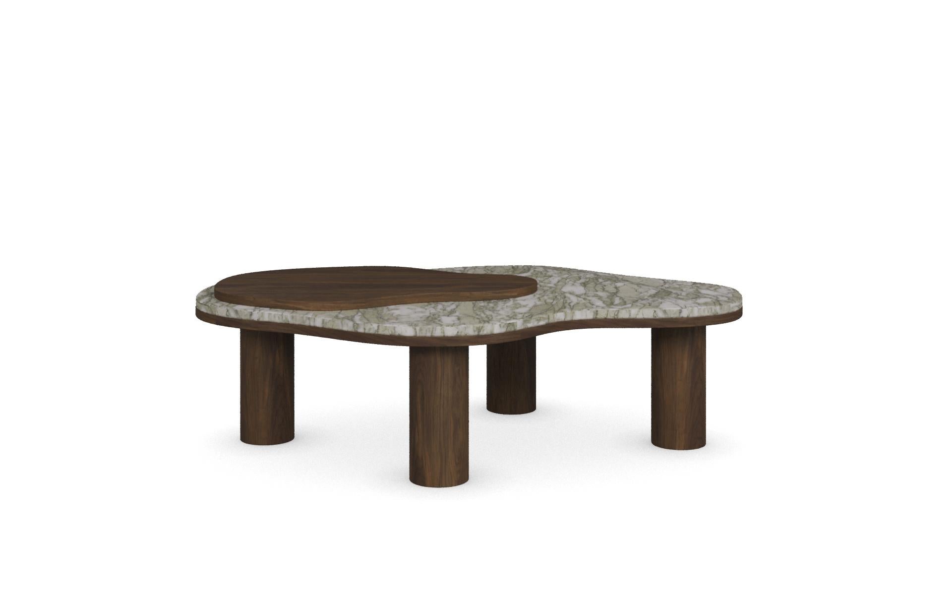 Portugais Deolin Coffee Table by Nolita Harbour: Persian Green Marble with Walnut Wood en vente