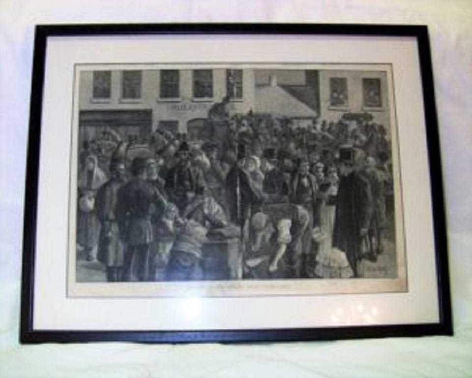 Departure of Irish Emigrant Clifden County Galway Illustration In Good Condition In Dallas, TX