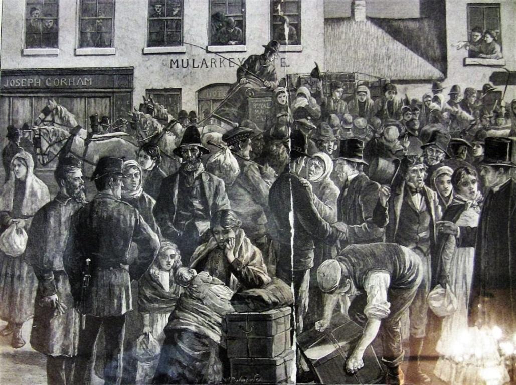 19th Century Departure of Irish Emigrant Clifden County Galway Illustration