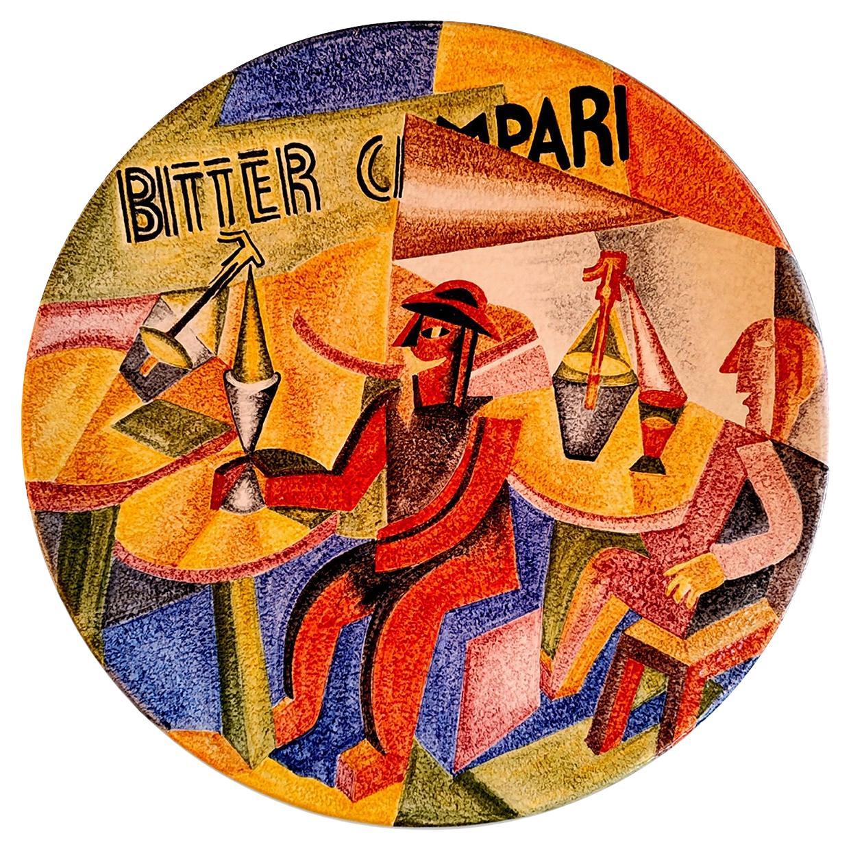 Depero pour Campari Assiette décorative en céramique en vente