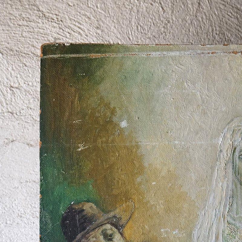 Mid-20th Century Vintage Original Depiction of a Jewish Wedding, Oil Painting by J. Leiba, 1950s For Sale