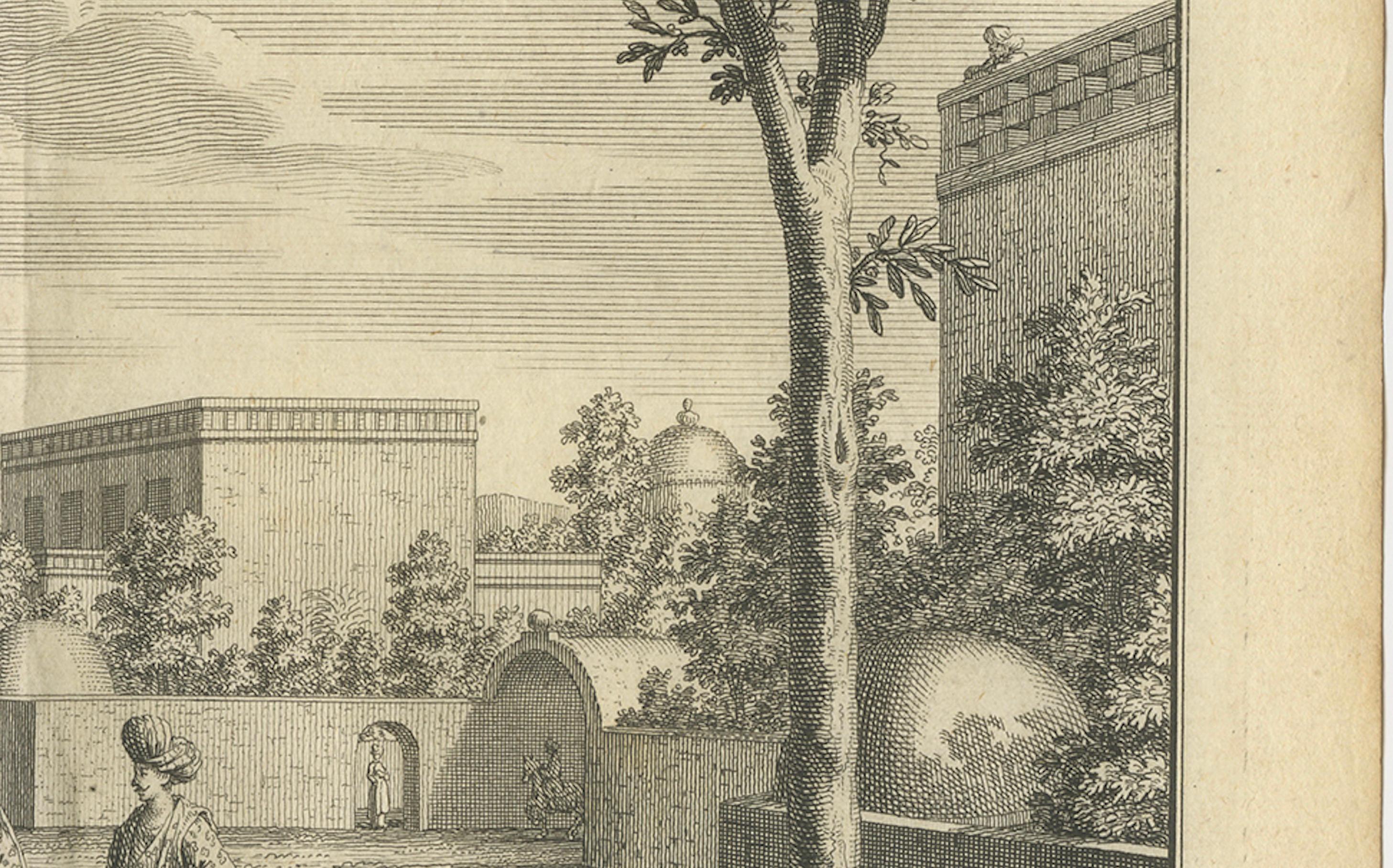 Darstellung von persischen Häusern - Architekturszene aus dem 18. Jahrhundert von J. van der Schley, 1731

Dieser fein ausgeführte antike Stich mit dem Titel Afbeelding van de Persiansche Huizen (