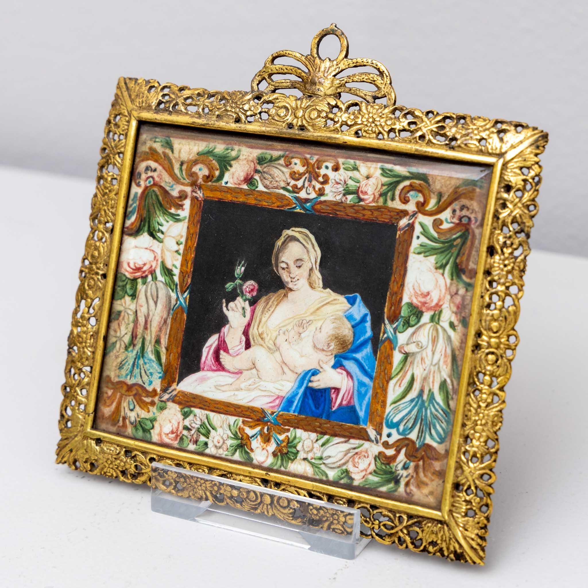 Depictions of the Virgin Mary, Brass Frame, France, Dated 1775 4