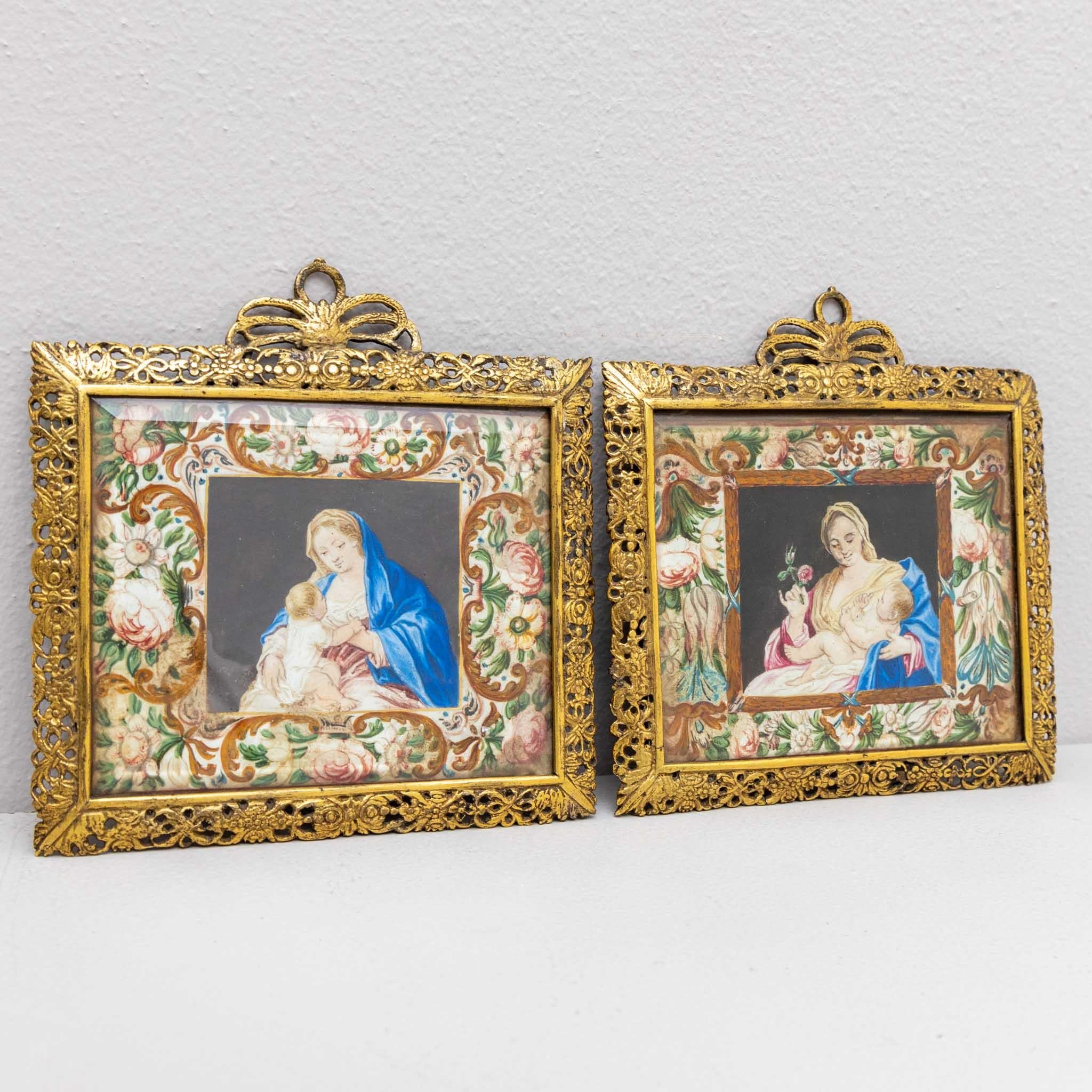 Depictions of the Virgin Mary, Brass Frame, France, Dated 1775 8