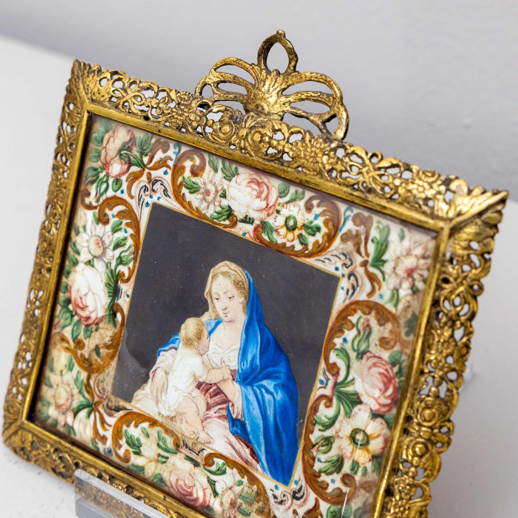 French Depictions of the Virgin Mary, Brass Frame, France, Dated 1775