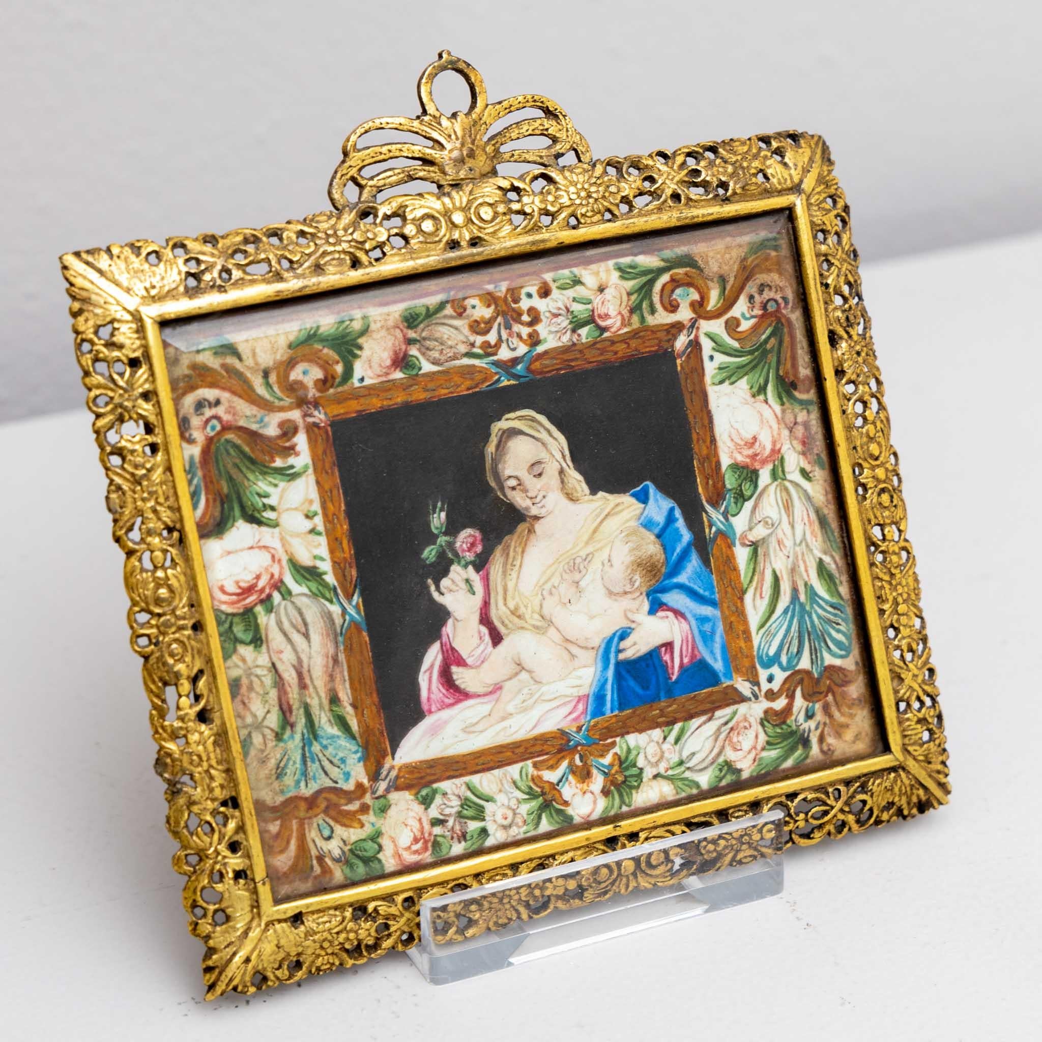 Depictions of the Virgin Mary, Brass Frame, France, Dated 1775 3